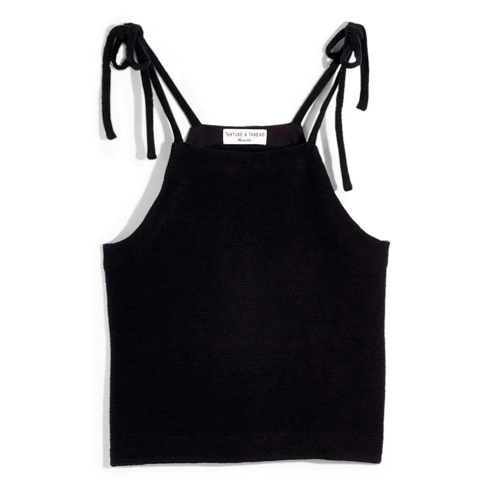 MADEWELL Texture & Thread Tie Shoulder Tank Top BLACK M0073 Women's Sz 2X NEW